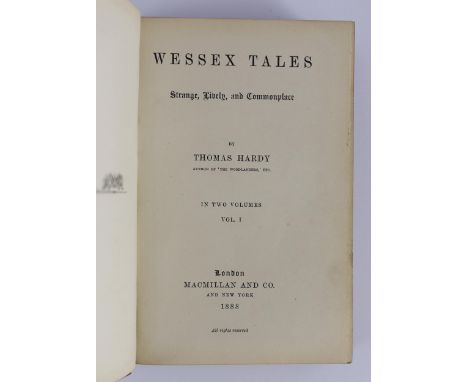 ° ° Hardy, Thomas - Wessex Tales: strange, lively, and commonplace. First Edition, 2 vols (bound together).  half title (vol.