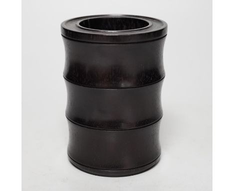 A Chinese hardwood brushpot, bitong, 11cm Provenance - the vendor lived in Hong Kong in the 1990s and bought this item from a