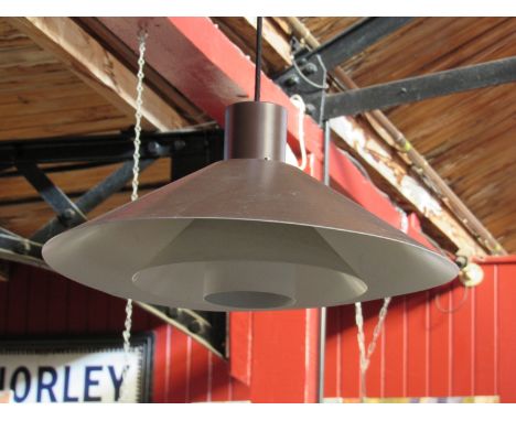 A brown three tier Danish ceiling light 