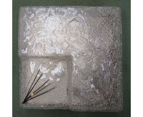 An Italian textured glass square form ceiling/wall light, 34cm x 34cm