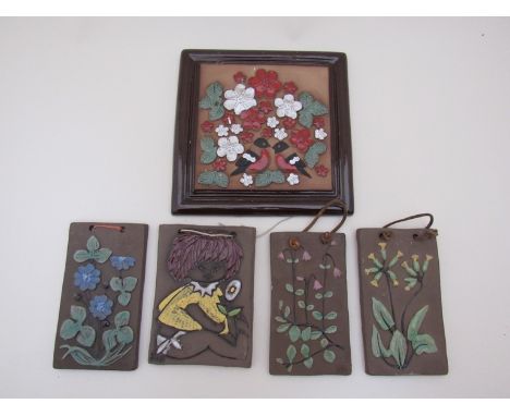 Five ceramic wall plaques including Jie and Gabriel 