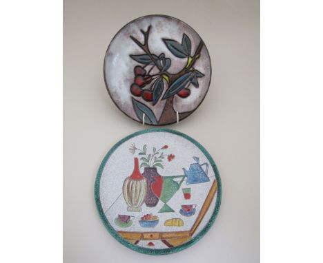 Two decorative ceramic wall chargers, Italian and German, 27.5cm diameter 
