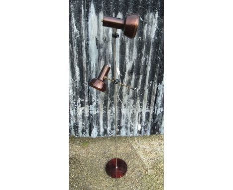 A chrome and bronzed finish twin spot Danish adjustable standard lamp 