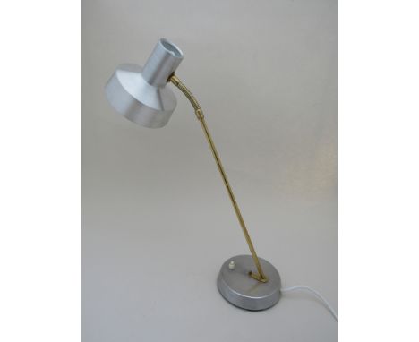 An E.W.A. Varnamo aluminium and brass adjustable desk lamp 