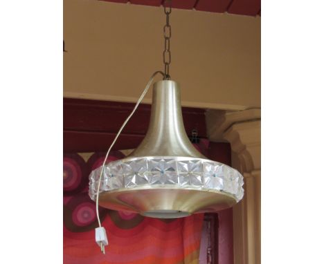 An anodised brass and glass ceiling light 