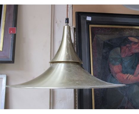 An adonised brass flared rim ceiling light 