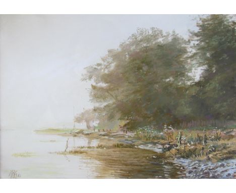 MARGARET GLASS (b1950) A framed & glazed pastel on paper entitled 'Morning Light, Iken'. 19cm x 27cm. 