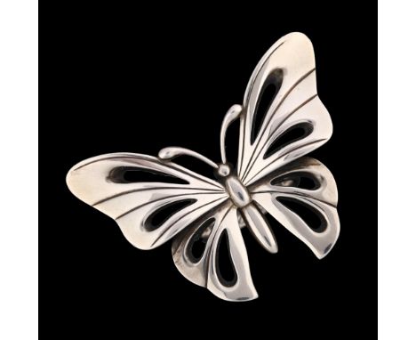 GEORG JENSEN - a large Danish sterling silver butterfly ring, designed by Regitze Overgaard, model no. 563, wingspan 44.2mm, 