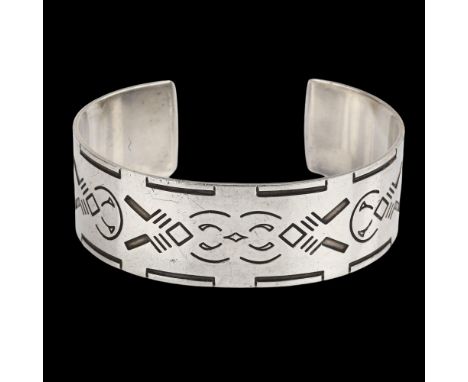 GEORG JENSEN - a Danish sterling silver cuff bangle, designed by Harald Nielsen, model no. 64, band width 23.8mm, internal ci