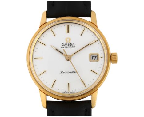 OMEGA - a gold plated stainless steel Seamaster automatic wristwatch, ref. 166.037, circa 1968, white dial with gilt baton ho