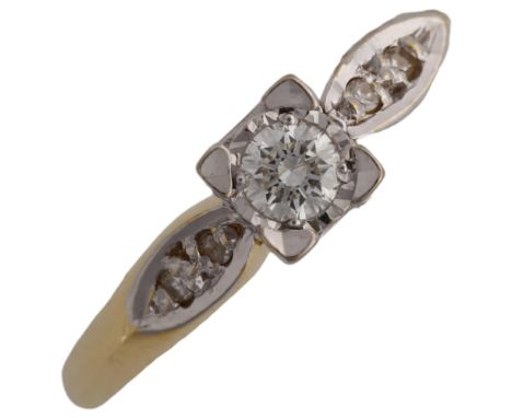 An 18ct gold 0.15ct solitaire diamond ring, set with modern round brilliant-cut diamond, size P, 2.8gNo damage or repairs, al