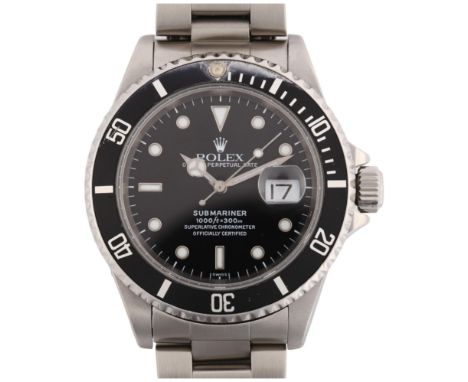 ROLEX - a stainless steel Submariner Date automatic bracelet watch, ref. 16610, circa 1999, black Swiss Only dial with lumino