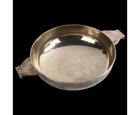 A large George VI silver quaich fruit bowl by William Hutton & Sons Ltd, hallmarks Sheffield 1938, diameter excluding handles
