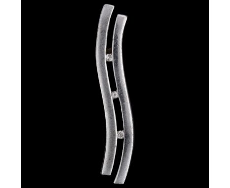 A modern sterling silver diamond wave pendant, pendant height 30.1mm, 2.7gNo damage or repairs, only light surface wear, mark