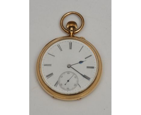 An 18ct gold open face pocket watch by Dickinson &amp; Co, the white enamel dial with Roman numerals, subsidiary seconds dial