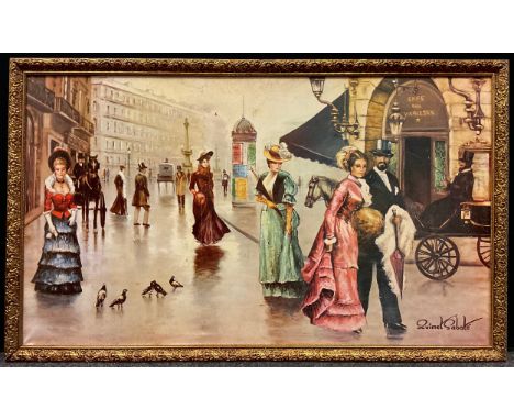 Pictures and prints - Quimet Sabate, by and after, Outside the ‘Cafe des Varietes’, print laid onto canvas, 79cm x 136cm;  Ga