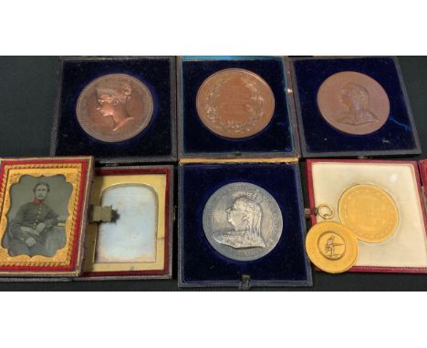 A Board of Education South Kensington medal, Success in Art, cased;  others;  an Albert Edward Prince of Wales Society of Art