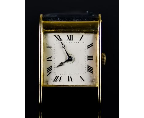 A Gentleman's 18ct Gold Cased Manual Wind Wristwatch,  20th Century, by Le Coultre, rectangular case 23mm x 34mm, white dial 