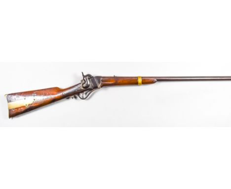 A .577 Calibre 1852 Sharps Rolling Block Rifle, 36ins bright steel barrel, bright steel lock and action and engraved C Sharps