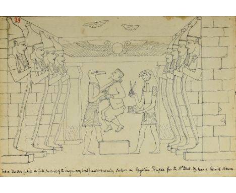 A Victorian Graphic Diary, of a journey down the Nile, pencil and ink with ink descriptions, twenty-eight loose sheets, in em