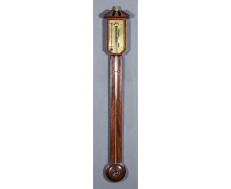 A 19th Century Mahogany Stick Barometer and Thermometer and One Other Stick Barometer, the barometer and thermometer by J Bap