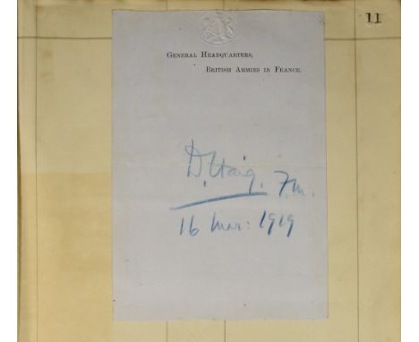 A World War One Autograph Album, containing signatures and some notes by various notable men including - T. E. Lawrence (hand