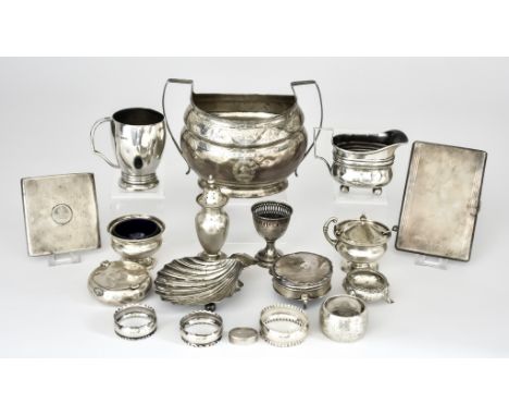 A George III Silver Oval Two-Handled Sugar Bowl and Mixed Silver Ware, the sugar bowl maker's mark rubbed London 1801, with r