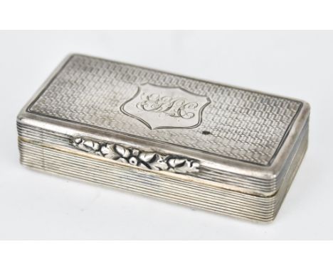 An George IV Silver Rectangular Snuff Box by Edward Smith, Birmingham 1827, with engine turned ornament and shield-shaped car