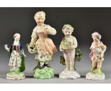A Pair of Derby Porcelain Miniature Figures, Circa 1775, of a boy and girl dressed as Turks, each incised N.63 to base, 3.75i