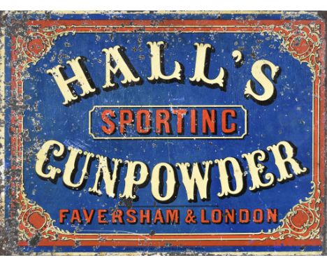 A "Hall's Sporting Gun Powder" Enamel Advertising Sign, Early 20th Century, 11ins x 14.75ins