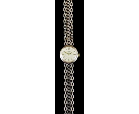 A Lady's 9ct Gold Cased Manual Wind Cocktail Watch, by Tudor, 9ct gold case, 20mm diameter, on integral 9ct gold bracelet, si