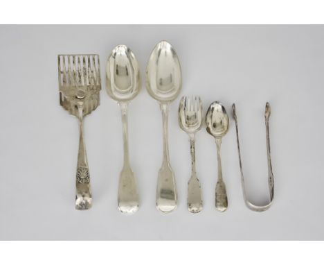 A Pair of George V Silver Sandwich Servers, and mixed Silverware, the servers by Harrison Bros. &amp; Howson, Sheffield 1933,