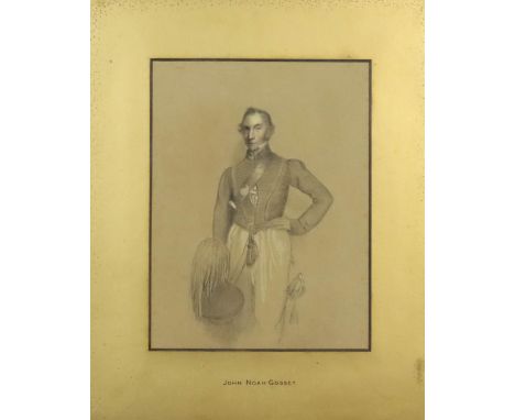 Early 19th Century British School - Pencil and chalk drawing - Standing portrait of Major John Noah Gosset, Rifle Brigade, 10