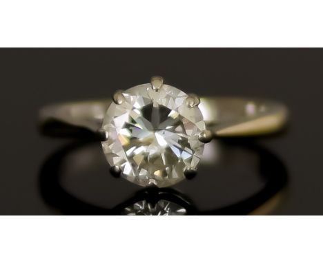 An 18ct White Gold Solitaire Diamond Ring, Modern, set with a brilliant cut white solitaire diamond, approximately 1.5ct, siz