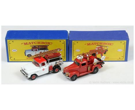 Matchbox Models of Yesteryear Code 2 issues (1) YVY05 1966 Chevrolet 3100 Fire Truck - "Texaco"; (2) YVY07 Ford Pick-up Fire 