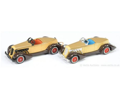 Matchbox Models of Yesteryear Y19 1936 Auburn Speedster 851 trial pair (1) dark beige body, light brown upper, dark brown cha