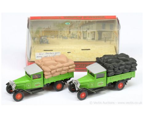 Matchbox Models of Yesteryear Y62 1932 Model AA Ford 1.5-ton Truck "Peacock" - colour trial pair (1) green body, grey roof, c