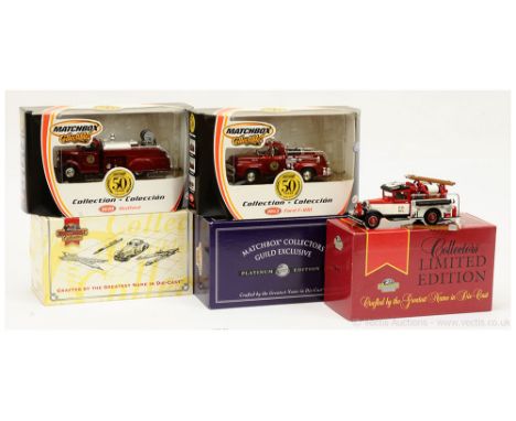 Matchbox Models of Yesteryear "Fire Engine Series" a group of late issue models (1) YYM38182 1932 Ford AA Fire Engine - red w