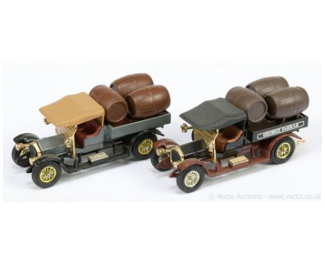 Matchbox Models of Yesteryear Y26 Crossley Delivery Truck trial pair (1) "George Farrar" - black body, brown chassis, light b