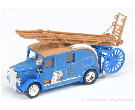 Matchbox Models of Yesteryear Y9 Leyland Cub Fire Engine - late colour trial model - light metallic blue body with trial deca