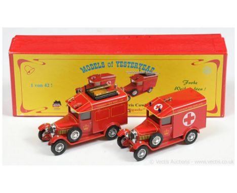 Matchbox Models of Yesteryear Code 2 issues 1929 Morris Cowley Light Van - 2-model set "London Fire Brigade "Yahres Modell 20