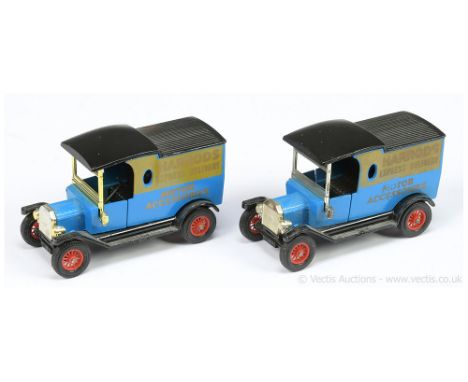 Matchbox Models of Yesteryear Y12 1912 Ford Model T Van "Harrods" colour trial pair (1) blue body, black roof and chassis, bl