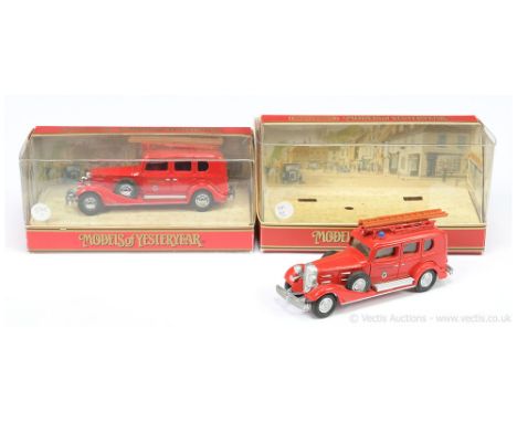 Matchbox Models of Yesteryear 2 x Y61 1933 Cadillac Fire Engine - "Feuerwhar Aarau" (1) factory hand painted pre-production t