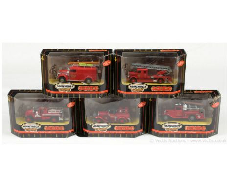 Matchbox Collectables "Vintage Fire" to include 96583 1937 GM Rescue Squad, 92581 1932 Ford AA Fire Engine plus others - gene