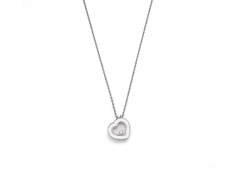 Chopard:  A 'Happy Diamonds' pendant The heart-shaped glazed panel holding a 'floating' diamond in a mother-of-pearl border, 
