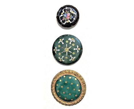 3 Medium/Large 19th century enamels including hand painted.This lot has three enamels with foil inclusions. The medium exampl