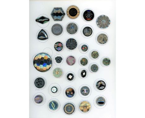 33 S/M/L 19th/20th century assorted black glass.This card has some lovely examples including a rare realistic pug dog face, v