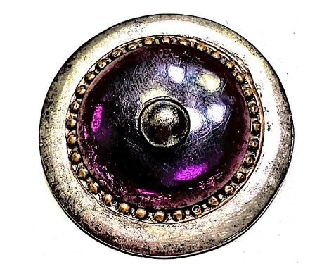1 Large rare 18th C. steel button with purple enamel and copper.This is a very unusual example of 18th century steel work in 