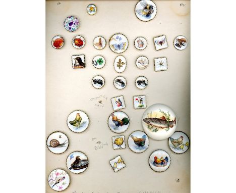 31 S/M/L 20th century hand decorated ceramic studio buttons.This is a nice lot of artist made ceramics from the 20th century 