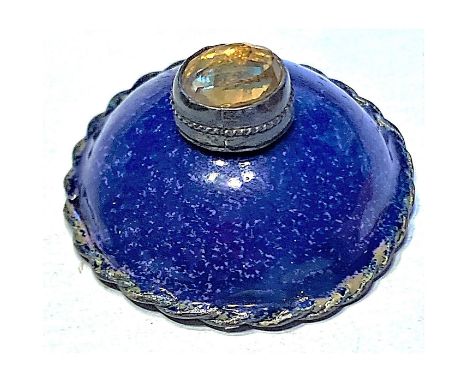 1 Very large 18th century cobalt blue enamel button.Examples like this Citrine centered cobalt enamel in high dome silver are